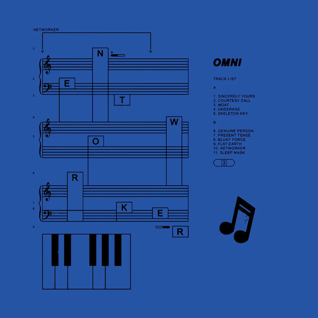 Simple lines and colors used for Omni's album Networker reflected the albums minimalist sound.